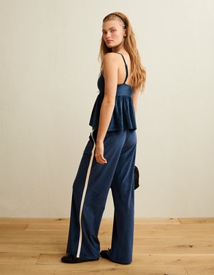 AE Velvet Wide-Leg Track Pant