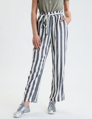 american eagle blue and white striped pants