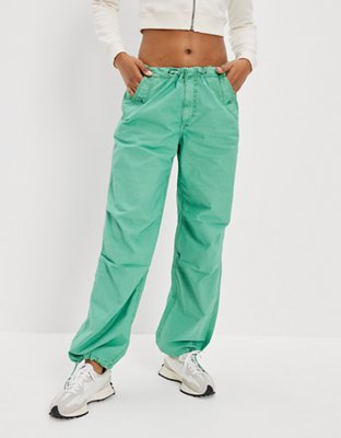High-Waisted Parachute Cargo Jogger Ankle Pants