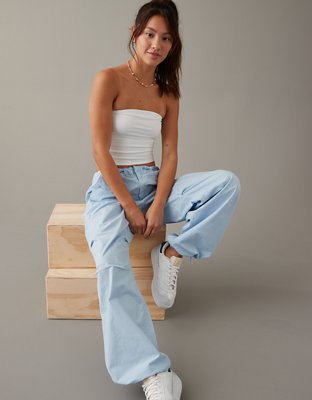 AE High-Waisted Satin Baggy Cargo Jogger