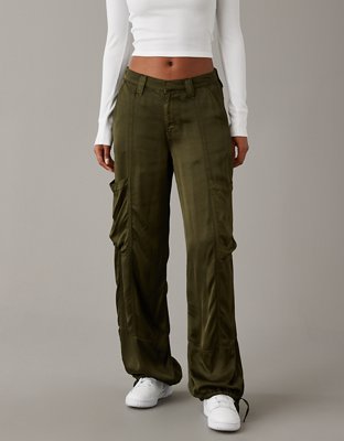 AE High-Waisted Satin Baggy Cargo Jogger - Pants