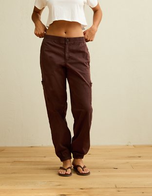 AE Stretch High-Waisted Baggy Jogger — Chocolate by American Eagle