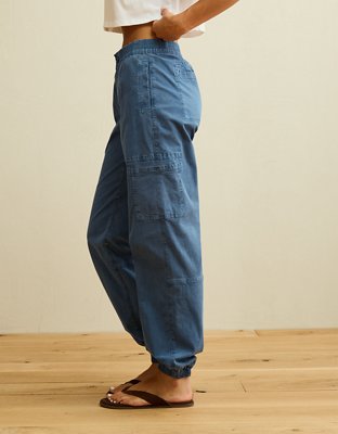 Женские брюки American Eagle AE Stretch High-Waisted Baggy Jogger, цвет: Синий — фото 5