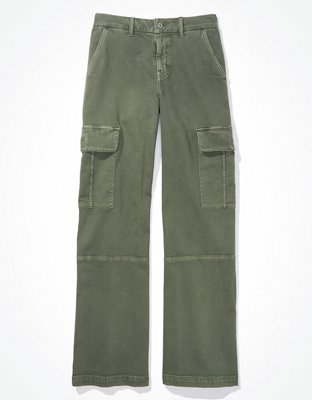 AE Stretch High-Waisted Vegan Leather Straight Cargo Pant