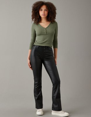 AE Stretch Vegan Leather Super High-Waisted Kick Boot Pant