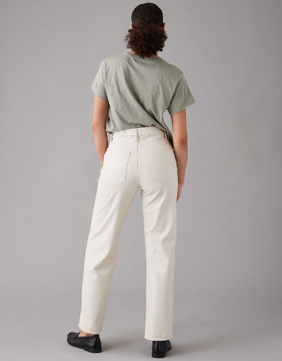 AE Stretch Curvy Super High-Waisted Vegan Leather Straight Pant