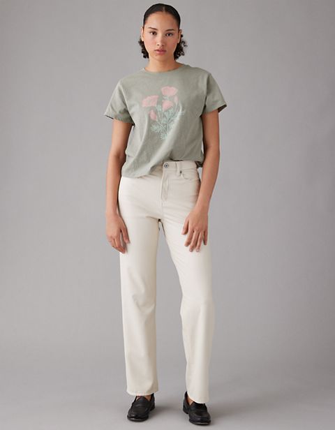 Женские брюки American Eagle AE Stretch Curvy Super High-Waisted Vegan Leather Straight Pant