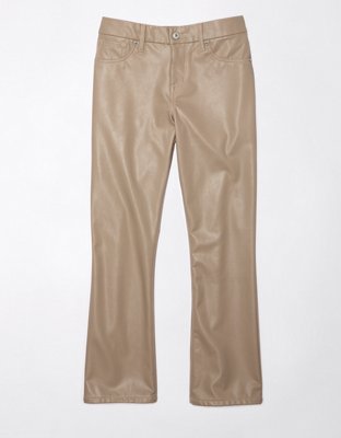 Женские брюки American Eagle AE Stretch High-Waisted Curvy Vegan Leather Kick Bootcut Crop Pant — фото 3