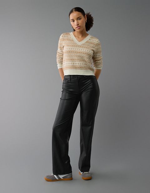 Женские брюки American Eagle AE Stretch Curvy Vegan Leather High-Waisted Stovepipe Pant