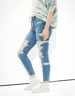 Женские джинсы American Eagle AE Ne(x)t Level Ripped High-Waisted Jegging Crop — фото 4