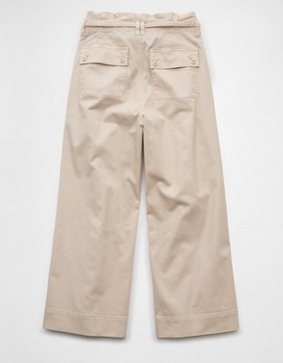 AE Stretch Paperbag Wide-Leg Crop Pant