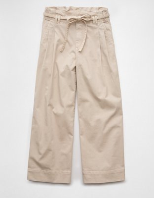 AE Stretch Paperbag Wide-Leg Crop Pant