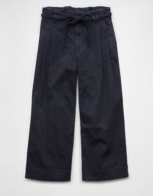 AE Stretch Paperbag Wide-Leg Crop Pant