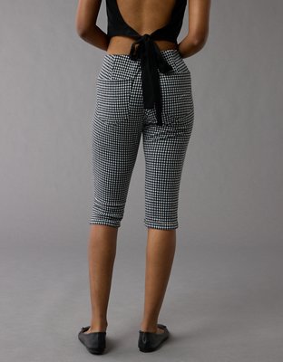 AE Pantalón Capri Stretch Tiro Bajo a Cuadros