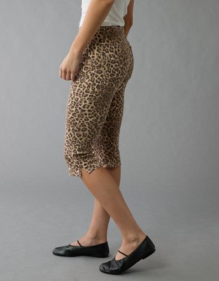 Pantalon capri à taille basse à motif léopard extensible AE
