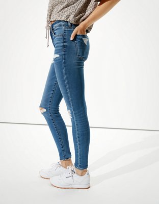 Женские джинсы American Eagle AE Ripped High-Waisted Jegging — фото 4