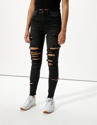 super high waisted jeans black