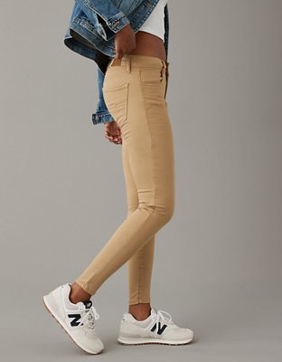 khaki coloured jeans womens