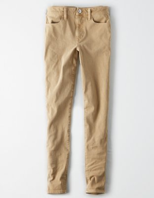 khaki jeggings high waisted