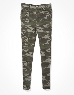  Time and Tru Camo Green High Rise Jeggings - Medium