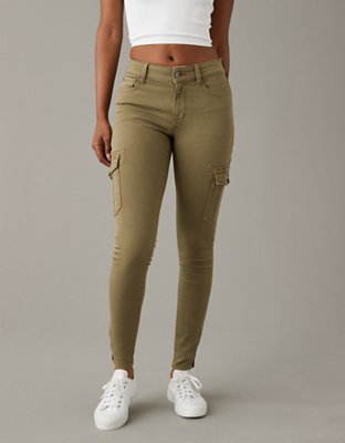 Women's Plain High Stretch High Waist Skinny Jeggings Khaki S(4