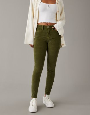 Buy Go Colors Women Olive Corduroy Jeggings Online at Best Prices