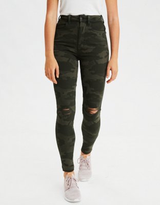 high rise camo jeans