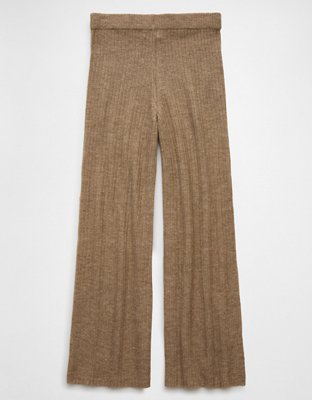 AE Pantalones Wide-Leg Tejidos Cintura Alta