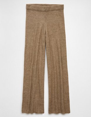 AE Pantalones Wide-Leg Tejidos Cintura Alta