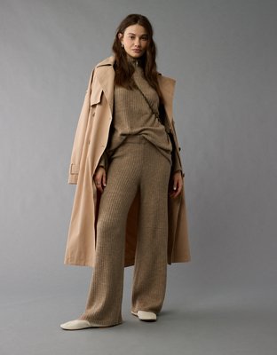 AE Pantalones Wide-Leg Tejidos Cintura Alta