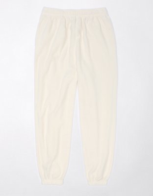 Women White Premium Fleece Baggy Joggers