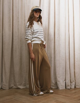 AE Stretch High-Waisted Wide-Leg Track Pant