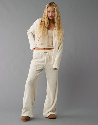 AE Fleece Waffle Wide-Leg Pant