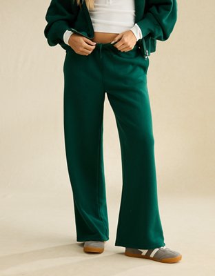 Женские брюки American Eagle AE Everyday Luxe Straight Sweatpant, цвет: Зелёный — фото 4