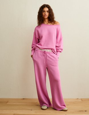 AE Dreamy Fleece Low-Rise Wide-Leg Sweatpant