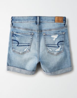 High-Waisted Denim Midi Short