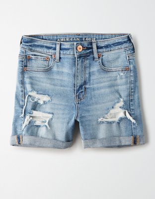 High-Waisted Denim Midi Short