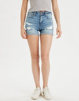 High-Waisted Denim Midi Short