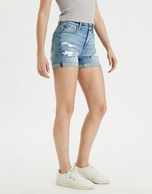 High-Waisted Denim Midi Short