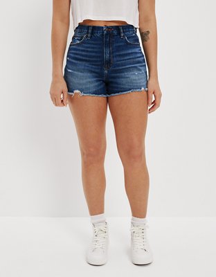 Women's High Waist Banded Waist Boyfriend Denim Shorts