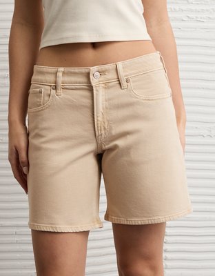 Женские шорты American Eagle AE Dreamy Drape Low-Rise Baggy 8" Jort, цвет: Кремовый — фото 6