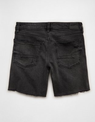 Женские шорты American Eagle AE Stretch Low-Rise Baggy 8" Jort, цвет: Чёрный варёный — фото 4