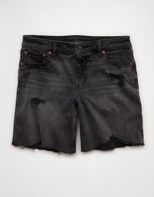 Женские шорты American Eagle AE Stretch Low-Rise Baggy 8" Jort, цвет: Чёрный варёный — фото 3