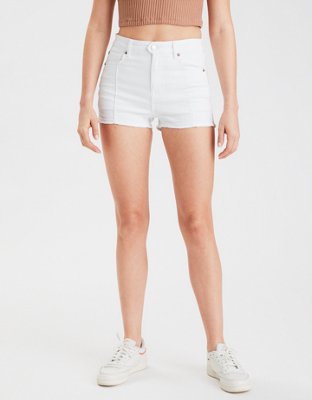 american eagle white denim shorts