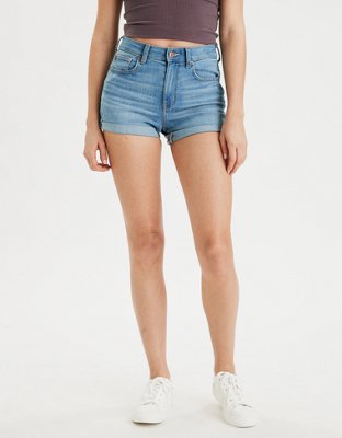 high waisted tight denim shorts