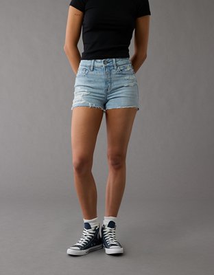 AE Next Level Patched Super High-Waisted Denim Short Short