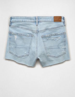 Женские шорты American Eagle AE Stretch Low-Rise Perfect Shortie, цвет: Светлый яркий индиго — фото 4