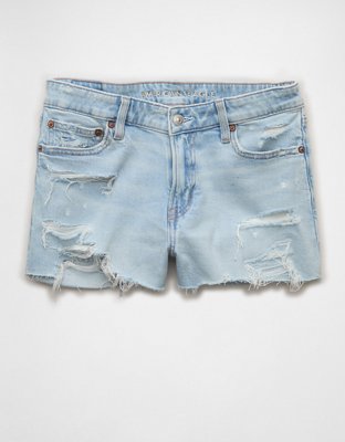 Женские шорты American Eagle AE Stretch Low-Rise Perfect Shortie, цвет: Светлый яркий индиго — фото 3