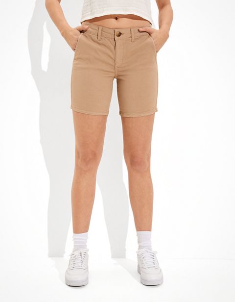 Женские брюки American Eagle AE Stretch Low-Rise Khaki Bermuda Short
