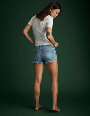 AE77 High-Waisted Denim Short Short